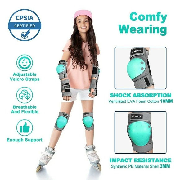 Kids Protective Gear Set - Gray and Green - Picture 4 of 6